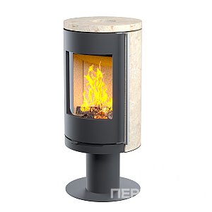Печь-камин АСТОВ R1.0 NК с крышкой из кремо бежевого камня