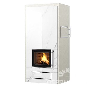 Дровяной печь-камин с духовкой ROSAMO V2 Tulikivi 2100 OV white marble