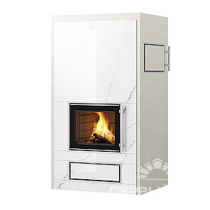 Дровяной печь-камин с духовкой ROSAMO V2 Tulikivi 1800 OV white marble
