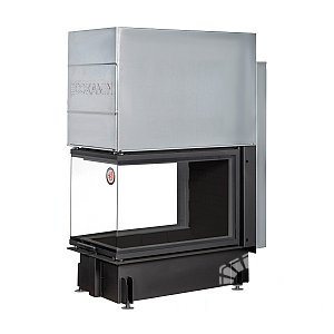 Каминная топка Экокамин ДЕЛЬТА 900 PB три стекла подовое горение принтинг черный шамот