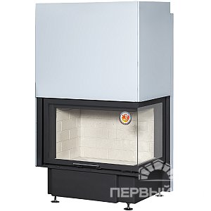 Угловая каминная топка Экокамин ДЕЛЬТА 800R с вертикальным подъемом